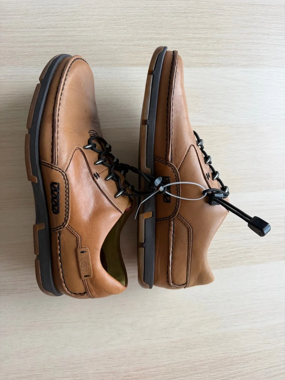 I.Travel Men's Leather Moc Toe Casual Shoes Size 9 (42 EUR) Tan Bungee Lace